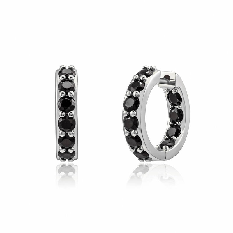 CLIO Black Crystal Hoop Earrings - Space to Show