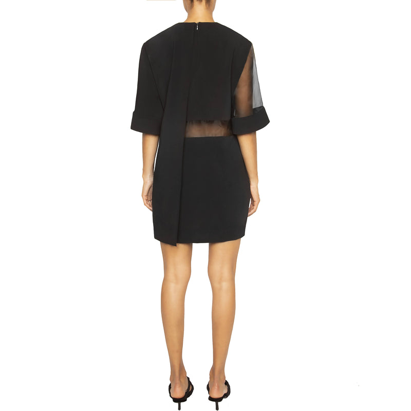 DALMAR: Oversized Shift Dress With Sheer Sleeve - Space to Show