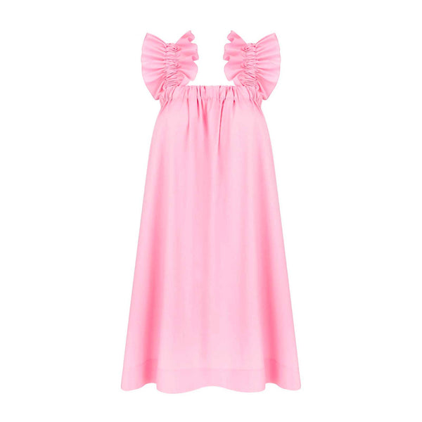 Maya Candy Pink Cotton Ruffle Cotton Dress - Space to Show