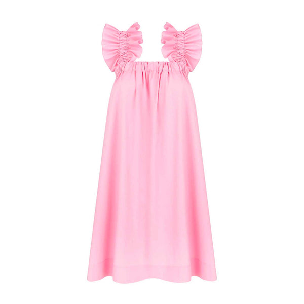 Maya Candy Pink Cotton Ruffle Cotton Dress - Space to Show