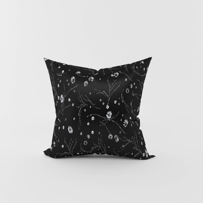 Black Silk Printed Cushion - Space to Show