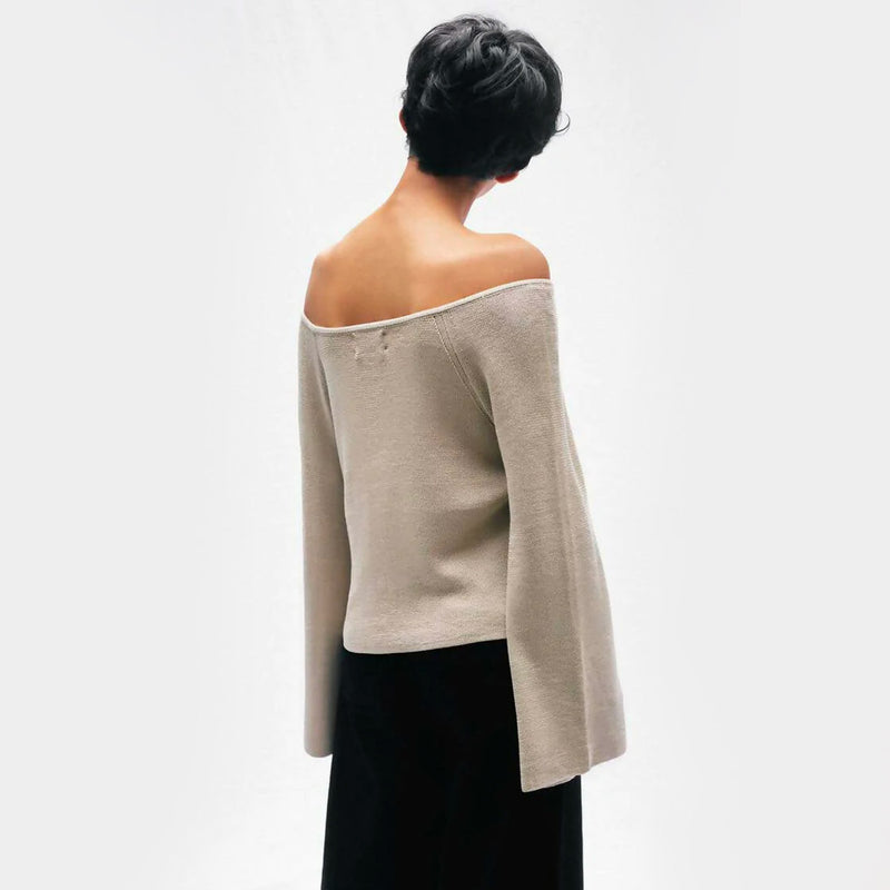 OFF SHOULDER KNIT SWEATER - Space to Show