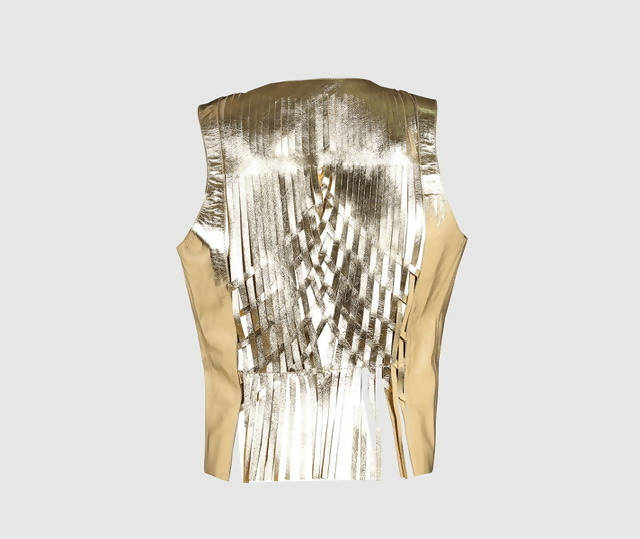 ATTALEA leather vest gold - Space to Show