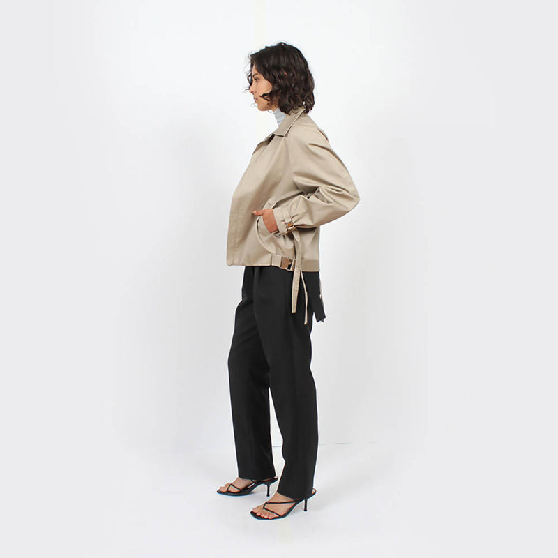 Cropped Raglan Jacket : Khaki - Space to Show