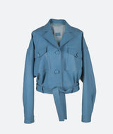 Buckthorn leather jacket cerulean blue - Space to Show