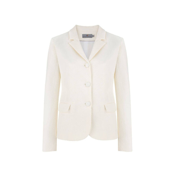 Vera Off White Fitted Cotton-Mix Blazer - Space to Show