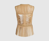 Quetzal leather vest nude beige - Space to Show