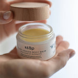 Kear Plant Heroes natural Body Balm to instantly restore moisture and hydrate dry skin, with olive oil, beeswax, St. John’s wort oil, calendula, chamomile.