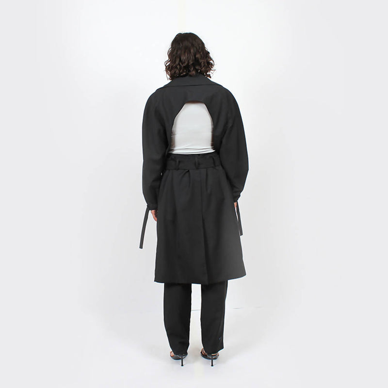 Eclipse Backless Trench : Black - Space to Show