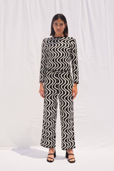 GROOVY COTTON JACQUARD KNIT PANTS - Space to Show